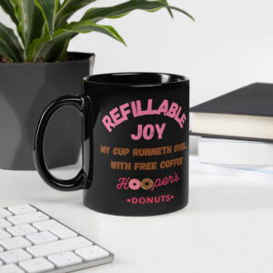 Refillable Joy Black Glossy Mug - Endless Coffee Refills