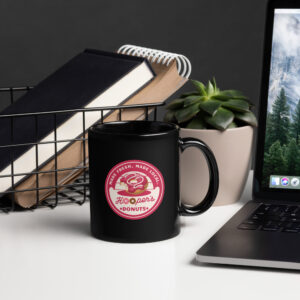 Hooper’s Donuts Black Glossy Mug – Free Coffee Forever