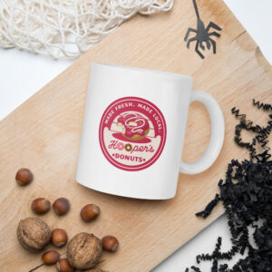 Hooper’s Donuts White Glossy Mug – Unlimited Free Coffee